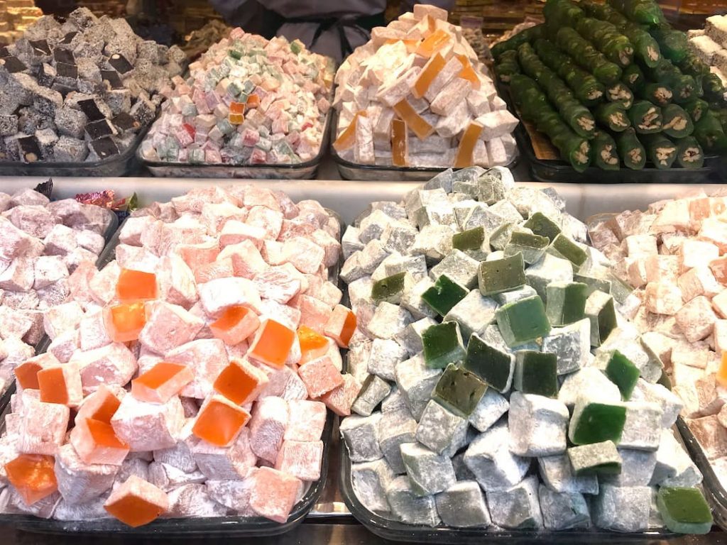 Different colors are different flavors of Turkish Delight