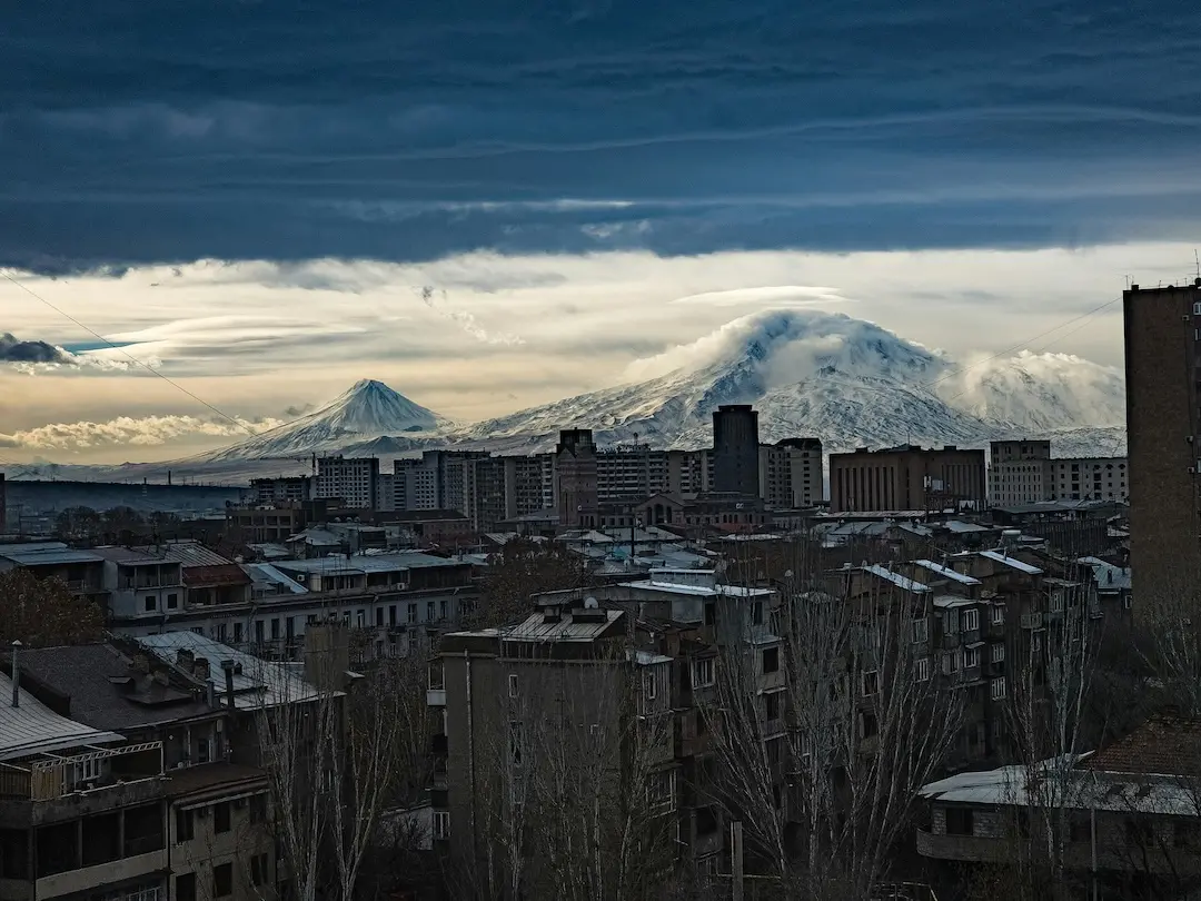 Yerevan covered in snow during winter